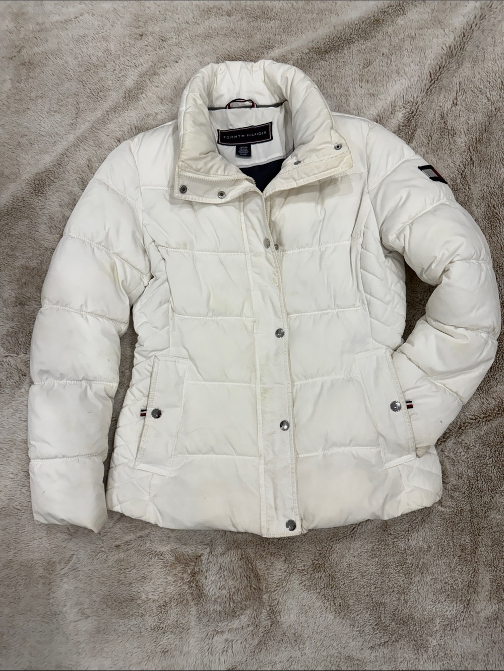 Tommy Hilfiger Women's Off-White Quilted Puffer Coat